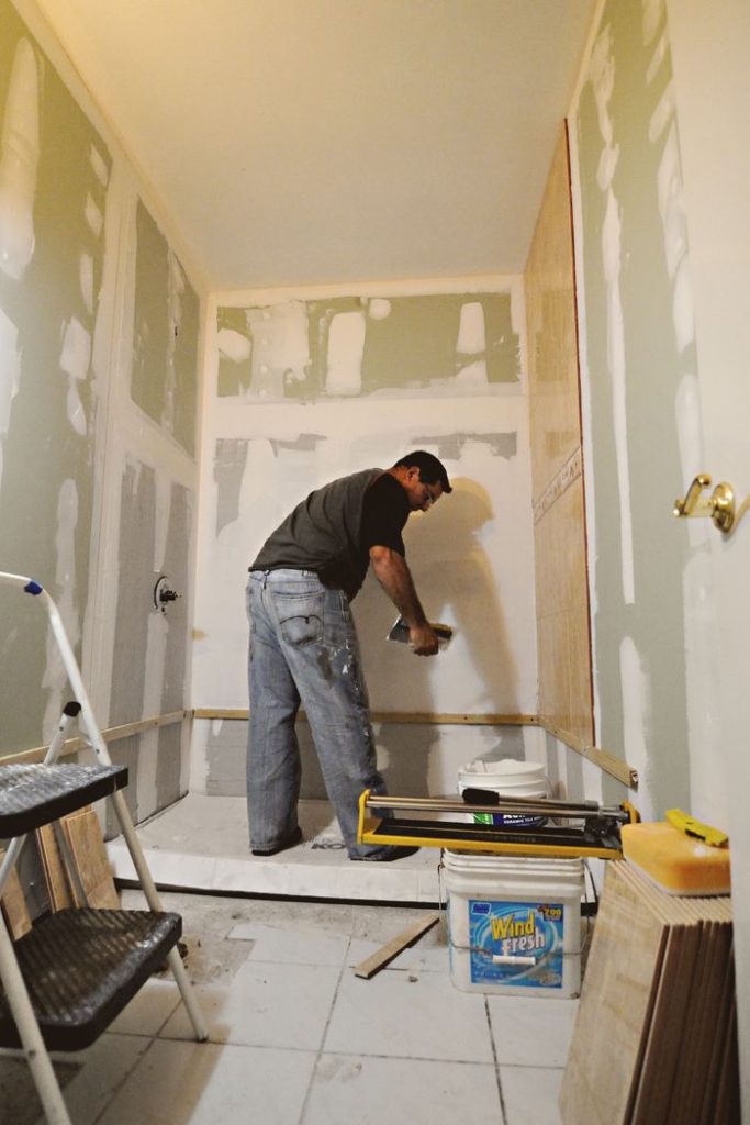 Taping, Mudding & Finishing Applying joint compound over taped drywall seams in a Fort Erie home